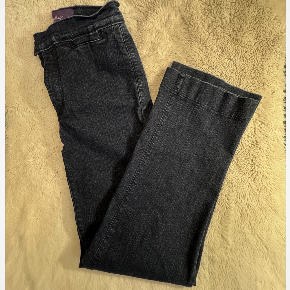 NYDJ Not Your Daughters Jeans Women 8 Dark Wash Wide Leg Trouser Denim USA Made